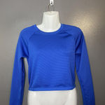 Aerie OFFLINE By  Shirt Womens XS Blue Waffle Knit Cropped Long Sleeve Top Photo 0