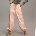 Anthropologie  Pilcro Satin Cargo Parachute Pants Pink Combo Size 31 NEW Photo 3