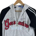 Disney  Hoodie Womens M Gray Black Mickey Mouse Snowflake Embroidered Retro 90s Photo 1