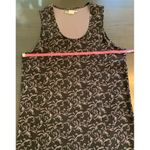 Vtg Notations Long Maxi Dress Medium Black Print‎ Retro Lagenlook Modest Coastal Photo 5