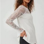 Free People  Top Sydney Tee Love Dove Size Small Off White Lace Long Sleeves NWT Photo 3