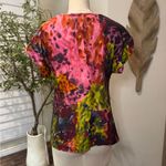 Trina Turk  Pink and Yellow Abstract Blouse Photo 1