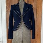 White House | Black Market ✨ ✨ Navy Blue Faux Zip Detail Cropped Jacket~Size 00🍄 Photo 0