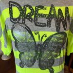 Beautees Butterfly Shirt Neon Yellow Gray Stripe Top Womens Medium Size undefined Photo 4