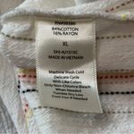 Ava James Women’s Size XL Cream Striped Cotton Blend Tie Hem Button Up Shirt Photo 4