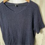 Eileen Fisher  Navy Blue Short Sleeve Knit Top Linen Blend Womens Small Photo 1