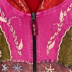 MPC Colorful Patchwork Embroidered Stitching Sip Front Hooded Jacket Artsy Pink Photo 2