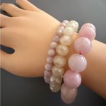 Rose White Natural Quartz Bracelets Lot of 3 Photo 1