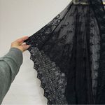 Black Floral Embroidered Sheer Poncho Whimsigoth Boho Swim Cover Up Beach Fall Size L Photo 1
