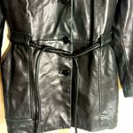 Vtg winlit ladies Y2K black leather jacket cinch waist size small retro Photo 3