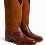 1990s Armando Pollini Brown Leather & Suede Western Tall Boots Size 6.5 Photo 0