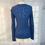 Free People š„5 forā$25 saleš„ Long Sleeve Blue Distressed Perforated Sweater Photo 6