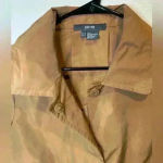 Per Se Brown Gold Cropped Y2K Trench Jacket Sheen Snap Button Size 6 Photo 5