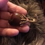 Vintage 70s 12k gold agate acorn style brooch pin Photo 2