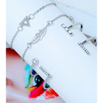 Boutique NEW Silver‎ Bracelet Set Boho Cuff Bangle Feather Triangle Rhinestone Jewelry Photo 8