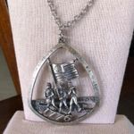 Vintage Large Pewter 1776 Patriotic Soldier US Flag Pendand With Neckchain Photo 1