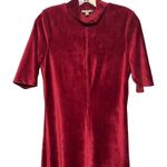 Lilla P Lilla| P Burgundy Velvet Velour  Mock Neck Asymmetrical Double Split Maxi Dress Photo 2