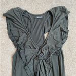 LA Made  Olive Green Sleeveless Ruffle Stretch Jersey Dress Women Small Photo 2