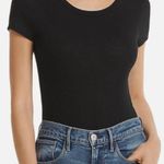 AQUA Black Ribbed Scoop Neck Bodysuit Photo 0