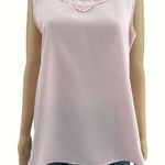 VINTAGE Fashion Attitudes US 12 80’s Pastel Pink Embroidered Floral Tank Top Photo 0