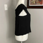 Brandy Melville  | Black Smocked Off The Shoulder Top One Size Photo 1