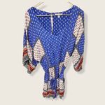 American Eagle Size Small Blue Patchwork Boho Cinched Waist Belted Dress Photo 1