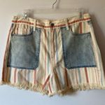 American Eagle nwt red white blue high waisted striped shorts Photo 0
