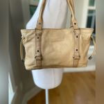 Kenneth Cole Vintage Y2K Reaction Neutral Beige Leather Shoulder Bag Purse Photo 13
