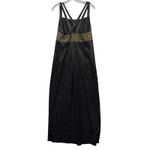 Vintage CDC Women's Black Maxi Dress Floral Satin Sleeveless Evening Elegant 14 Photo 1