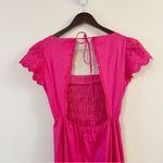 Jason Wu  fuschia Pink Smocked Bodice Tie Neck Open Back Midi Dress Size Medium Photo 6