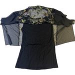 cha cha vente  Black Floral Embroidered Overlay Blouse Top Size‎ Small Photo 4