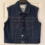 SLVRLAKE Trucker Cropped Denim Vest Women’s Dark Blue Cotton Size Large Photo 4