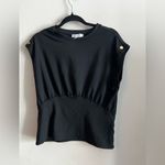 Nine West Black Sleeveless Top Women’s Size M Gold Button Detail Classic Chic Photo 2