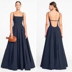STAUD Joli Open-Back Full Skirt Maxi Dress Gown Navy Blue NWT Size 4 Photo 1