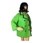American Vintage 1960s Joseph Heim Agnes Whitmore Green Boucle Mod Wool Coat black trim Medium Photo 13