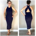 Anthropologie Saturday Sunday by navy ribbed cross back midi dress Size XS Photo 4