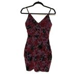 Lulus Party Girl Plum Velvet Burnout Flocked Bodycon Mini Dress Size Medium Y2K Photo 2
