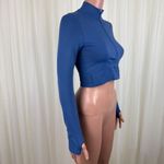 Garage Rush B.DY Half Zip Long Sleeve Cropped Top Size Medium Blue Gym Lounge Photo 5