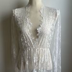 White Lace Long Sleeve Maxi Dress Peignoir Bridal Gown Boho Size Large Romanstii Photo 1