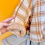a.n.a  White and Mustard Plaid Cowl Neck Oversized Knit Sweater L Photo 2