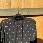 CAbi Floral Embroidered Smocked Neck Long‎ Sleeve Sheer Blouse, Xxs Oversized Photo 2