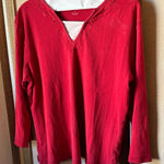 Van Heusen  Red Long Sleeve V-Neck Top large Photo 0