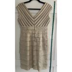 Adrianna Papell  Champagne Pleated Ruffled Cocktail Formal Elegant Dress Sz 8P Photo 6