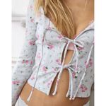 American Eagle AE Aerie Long Sleeve Tie Front Cardigan Light Heather Gray NWT XS Photo 4