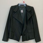 Ann Taylor Moto Jacket Blazer Wool Faux Leather Trim Size 4 Petites Photo 2
