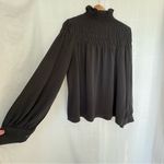 Patrizia Luca smocked high neck long sleeve blouse black Size M Photo 1