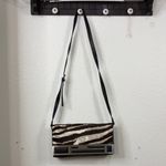 Barbara Milano Italy Leather cow print Zebra Pattern Crossbody Clutch Black Photo 3