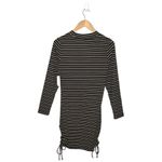 Abound New  Womens Size Large Rain Check Bodycon Mini Striped Ruched Black Photo 3