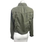 The Kooples Green Denim Jean Pocket Cropped Button Down Trucker Jacket Size M Photo 1