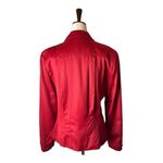 Oscar de la Renta Blazer Women 8 Red Wool Blend Leather Trim Jacket Career Photo 1